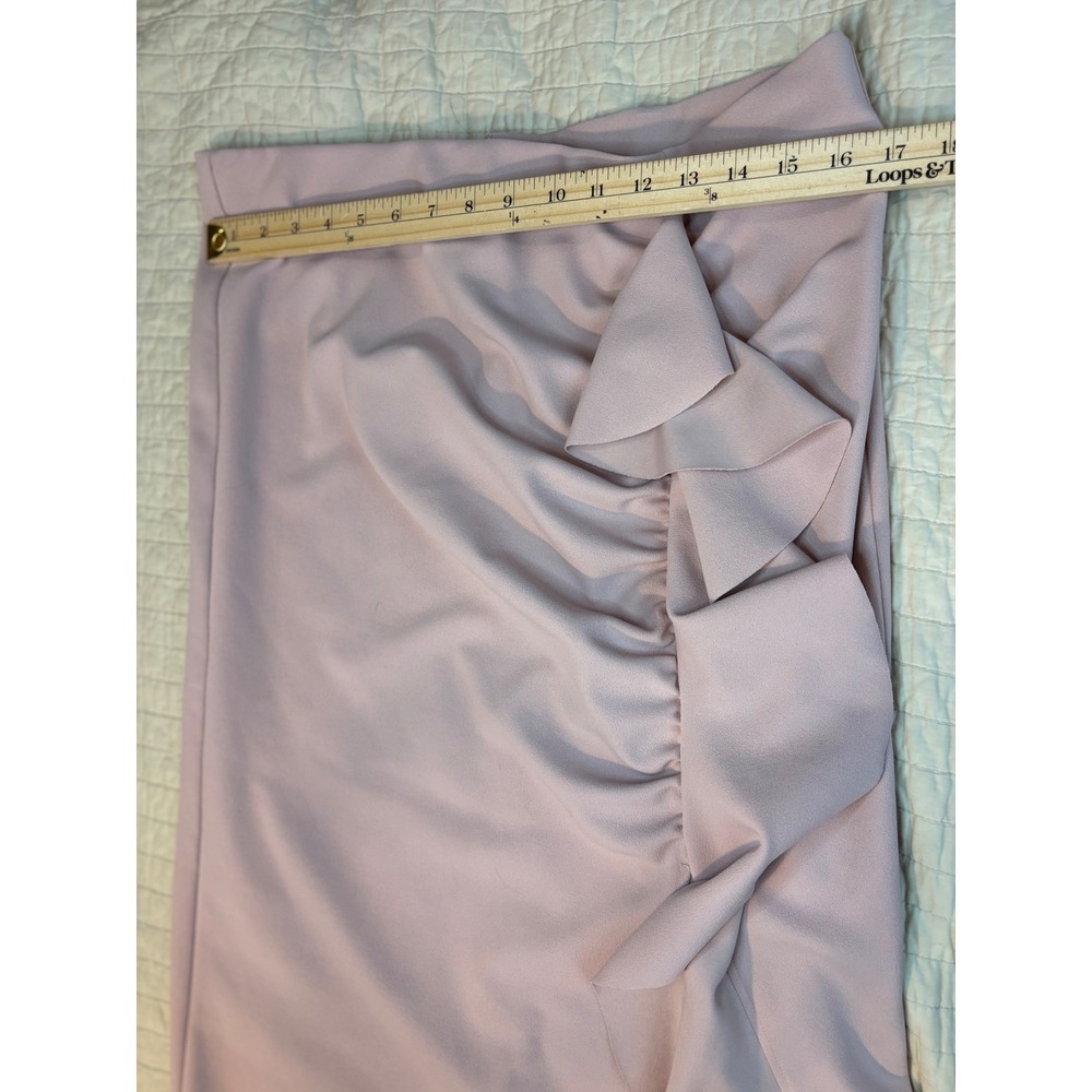Vince Camuto Blush Pink Ruffle Side Crepe Pencil Skirt Large